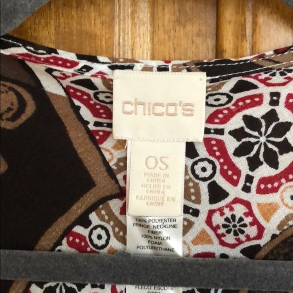 Chico’s Fab Leather Fringed Poncho in Size OS - Picture 5 of 7